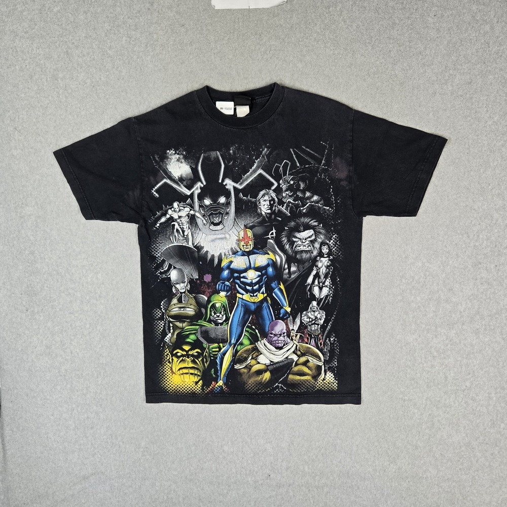 VINTAGE Mad Engine x Marvel Men Shirt M Thanos Nova Corps AOP Allover Print READ